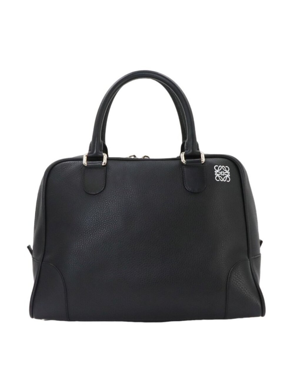 Loewe Amazona 75 Large Hand Bag Leather Black Silver